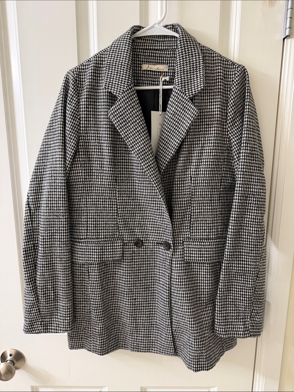 Black & White Houndstooth Blazer Jacket